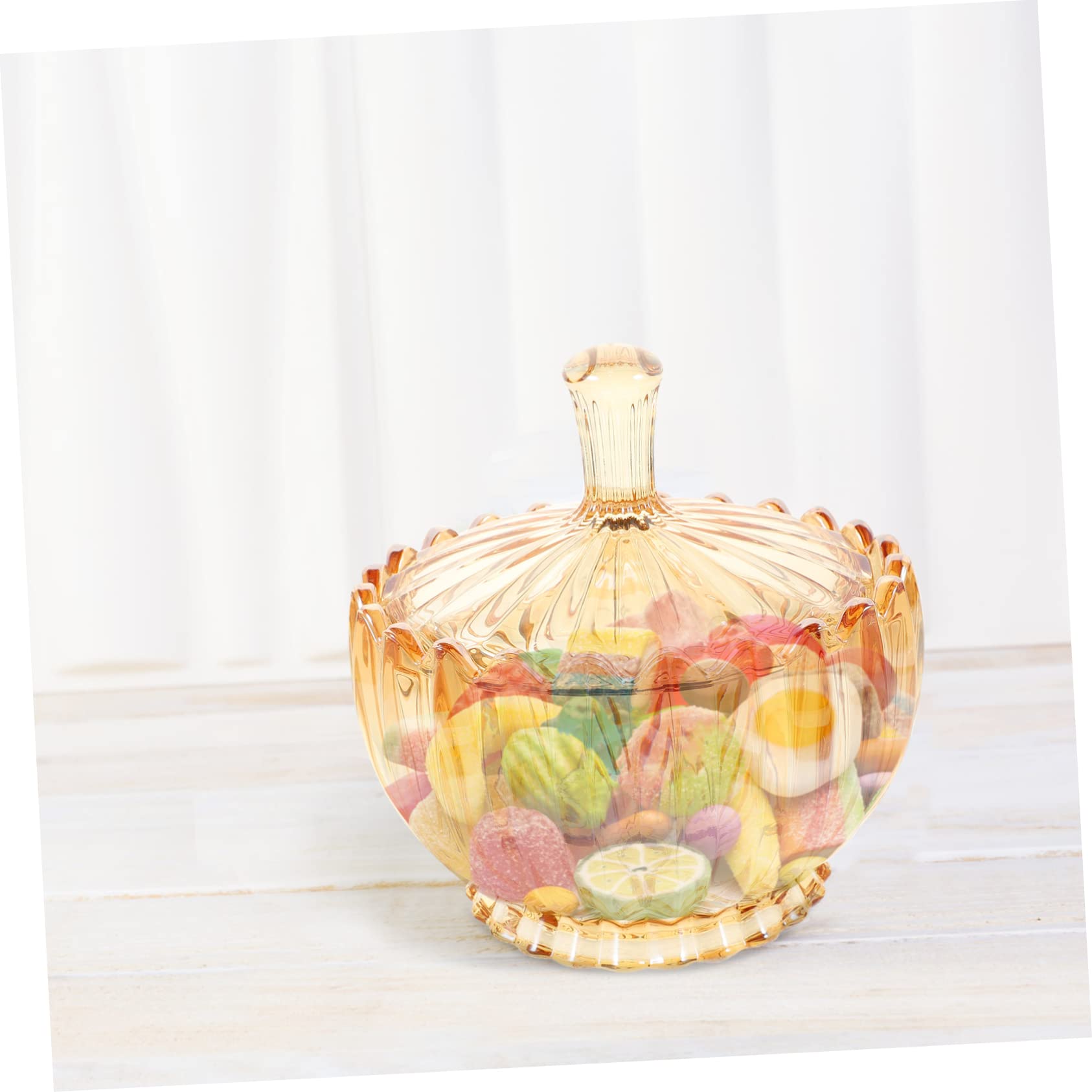 Embossed Glass Candy Jar Mit Deckel Eleganter Glasbehälter Für Schmuck Süßigkeiten Und Snacks Stilvolle Aufbewahrung Für Zuhause Amberfarbener Sicherer Glasbehälter Für