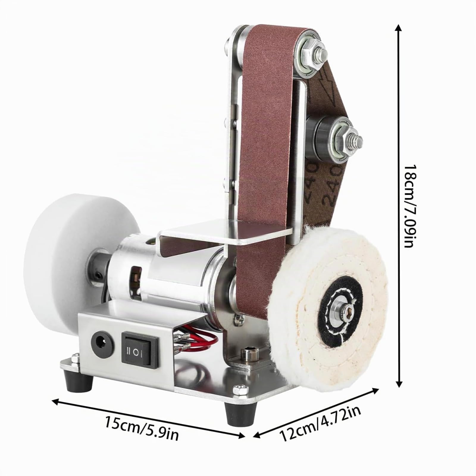 Smerigliatrice professionale da banco e levigatrice da 370 W con controllo della velocità variabile, rettificatrice multifunzione con interruttore di inversione per metallo, legno e affilatura