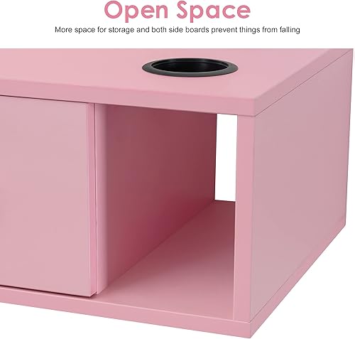 Miniatura 7 de BarberPub Estación de montaje en pared con cajones Gabinete de estilo Almacenamiento abierto Salón de belleza Equipo de spa 2502 (rosa)