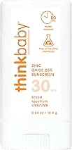 Thinkbaby SPF 30 Sunscreen Stick – Safe, Natural, Water Resistant Sun Cream for Babies, Kids & Adults – Mineral UVA/UVB Sun Protection – Reef Friendly Travel Stick, 0.64 oz