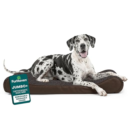 Furhaven Orthopedic Dog Bed for Large Dogs w/ Removable Washable Cover, For Dogs Up to 150 lbs - Ultra Plush Faux Fur & Suede Luxe Lounger Contour Mattress - Chocolate, Jumbo Plus/XXL