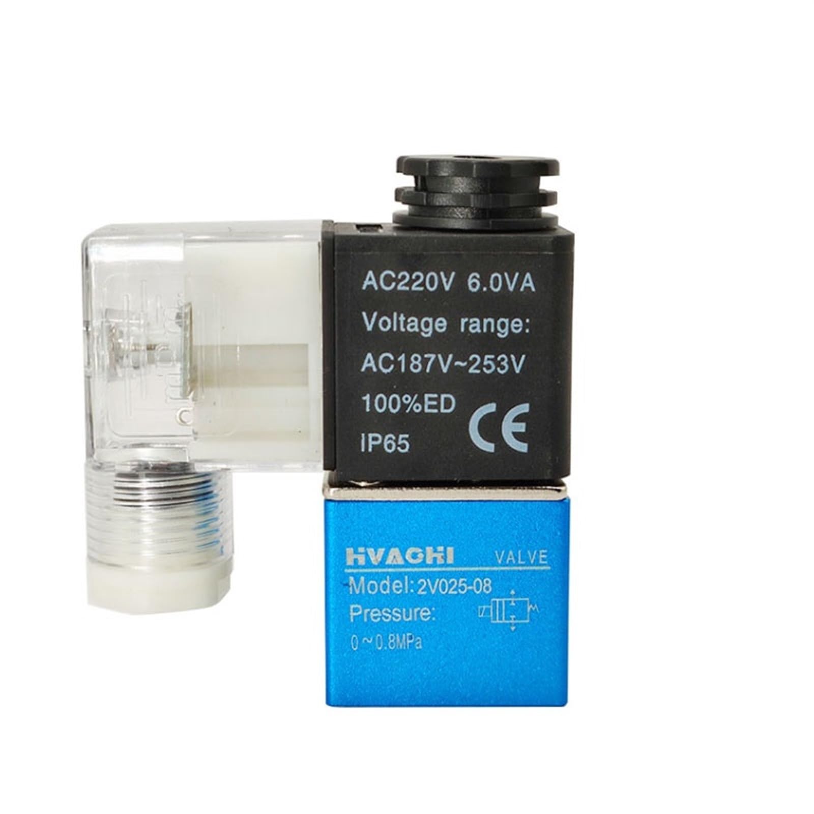 Laymxndio 2V025-08 12V 24V 220V Pneumatic Electric Air Solenoid Valve 2 Position 2 Port 1/4" Normally Closed 6Mm 8Mm Hose Barb Connection(,Ac 220V)