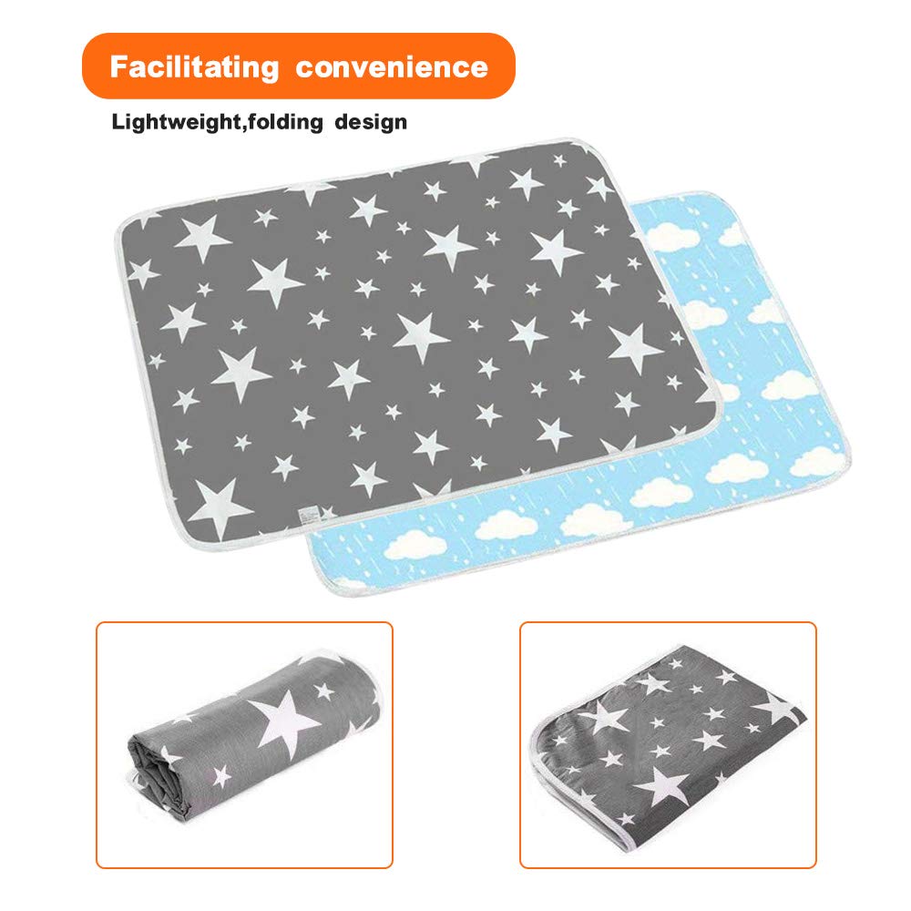 2er-Pack Wickelunterlage für Babys und Kleinkinder, faltbar, groß, wasserfest, waschbar, für Neugeborene und Kleinkinder, tragbar, faltbar, neutral, faltbar