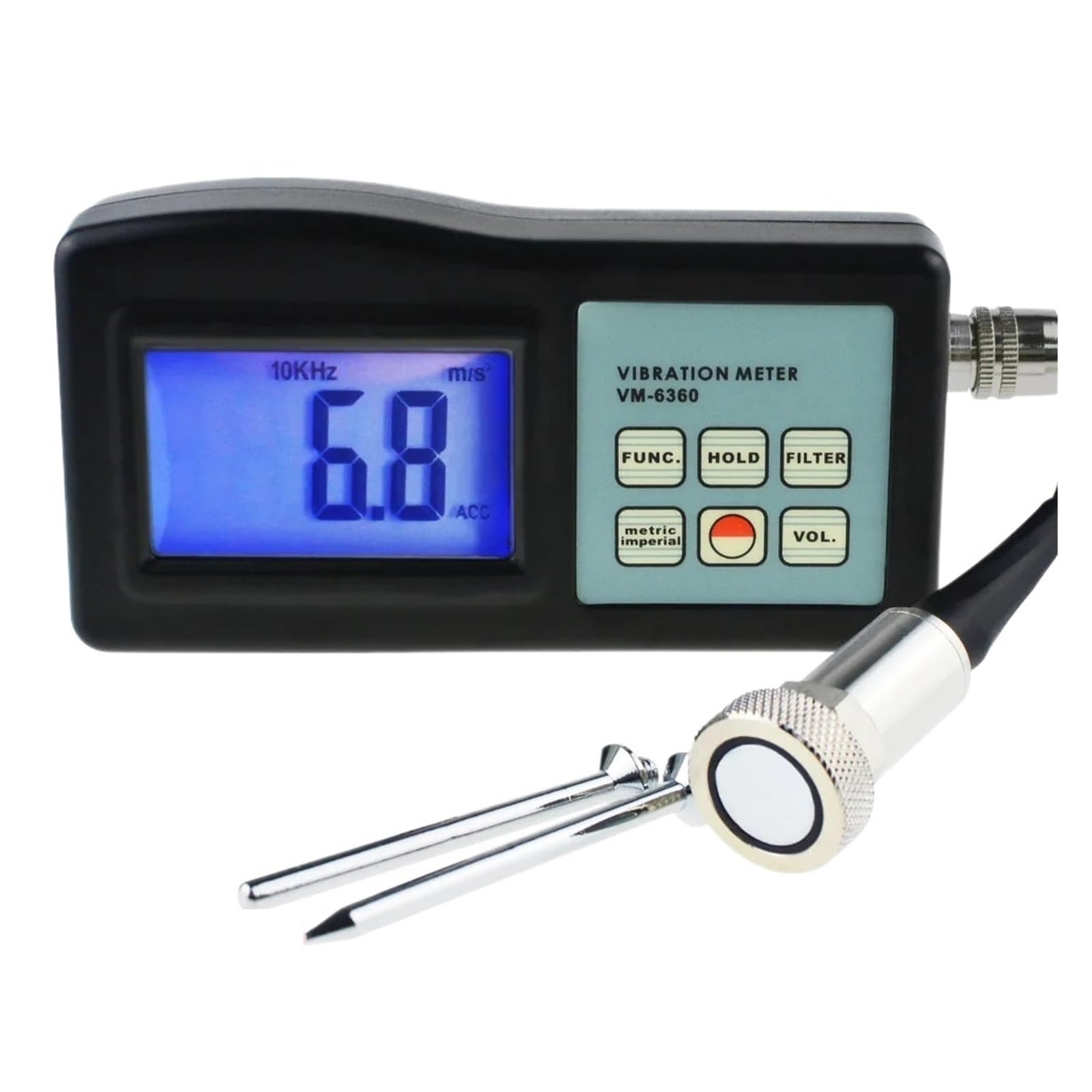 MRKU Vibration Meter,Vibrometer Gau Tester Analyzer 10Hz-10kHz Measures Acceleration Velocity Displacement RPM Frequency
