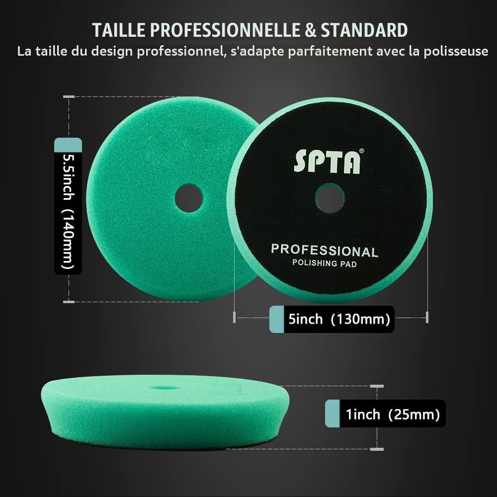 SPTA Éponge de Polissage, Éponge à polir, 5 Pièces 125mm T Sharp Polissage Pad Éponge de Polissage Éponge polir Kit pour Voiture Ponçage Polissage pour Polisseuse Machine à polir