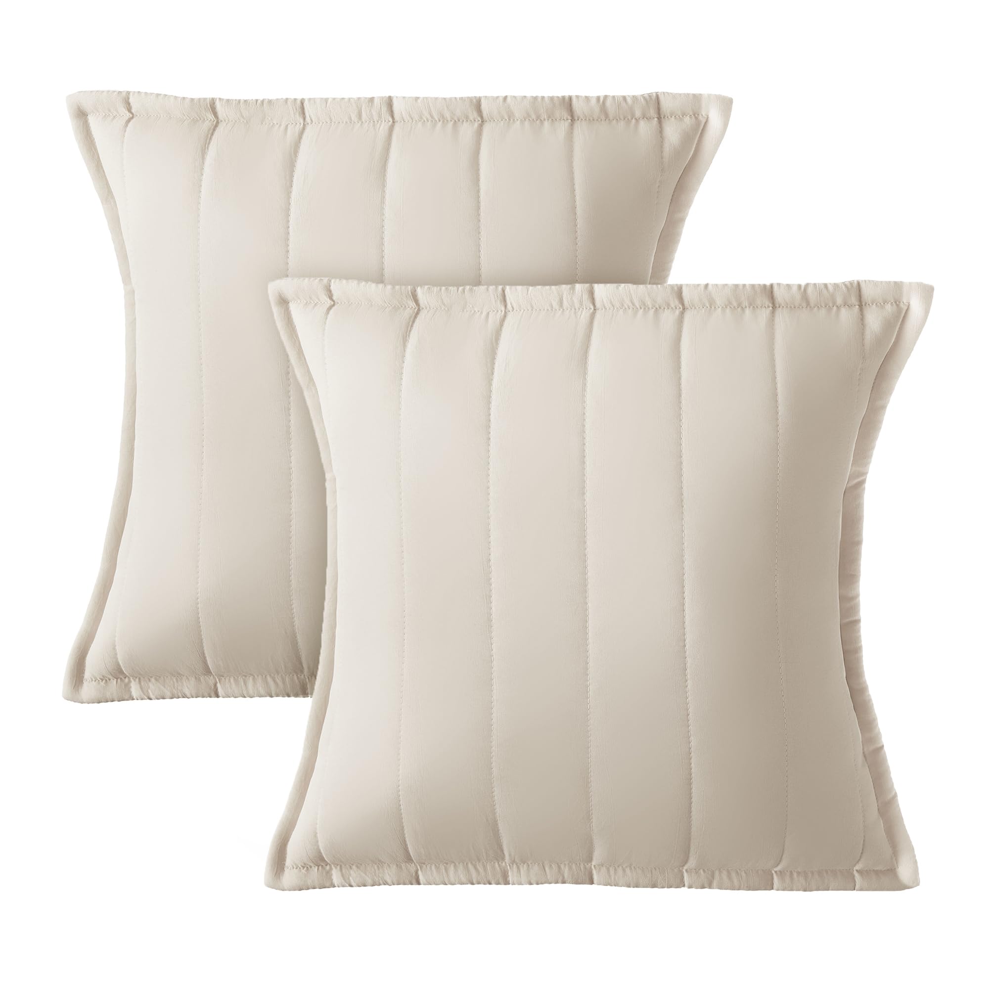 Silentnight Supersoft Quilted Cushion - Stylish Soft Touch Super Comfy Bed Sofa Cushion - Retain Shape Filled with Bouncy Fibres - Machine Washable Cover and Non-Iron Fabric, 45x45cm, Natural, 2 Pack โ image 1