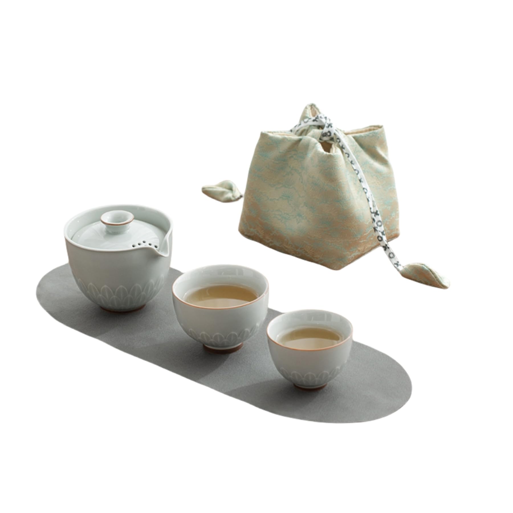 Amazon.co.jp: 蓮華 携帯型 茶器セット 収納バッグ付 敷物付き ティー