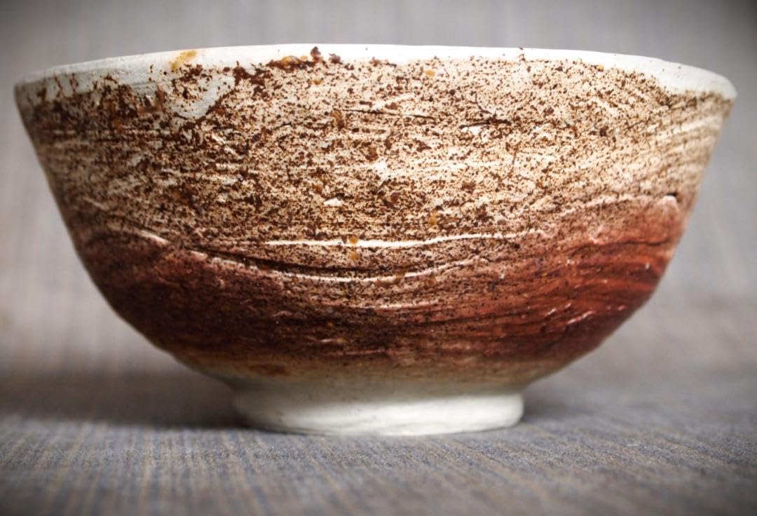 作家川端文男師:金重利右衛門備前自然練りみ茶碗共箱・布