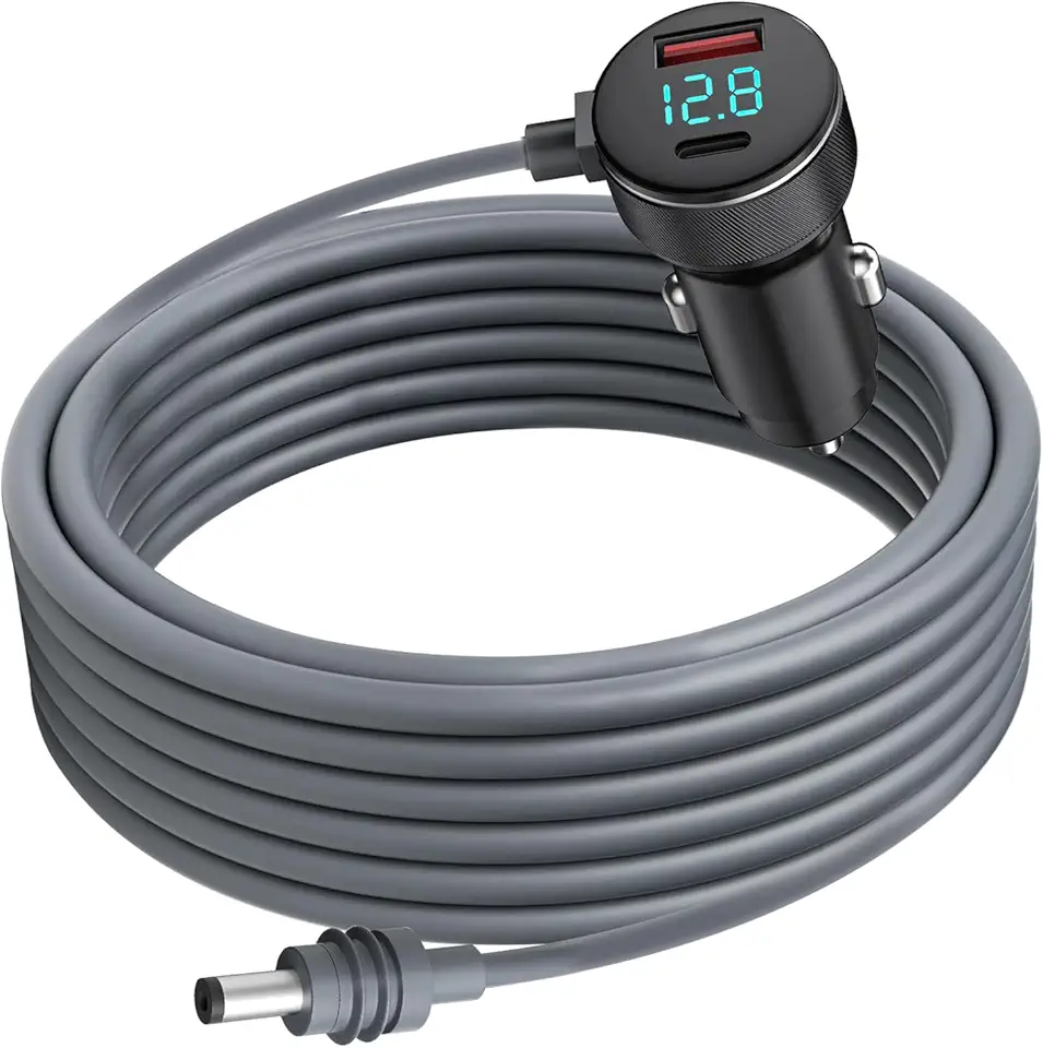 Cabo de alimentação Starlink Mini Carro, Display Digital DC (12V-24V) Cabo de alimentação de carro à prova d'água, fonte de alimentação por satélite Starlink 18AWG para caminhões, ônibus