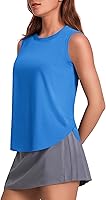 Pinspark Women's UPF 50+ Workout Tank Top - Quick Dry Ice Silk Sleeveless Gym Shirt with Side Slits, Loose Fit Yoga Athletic Top