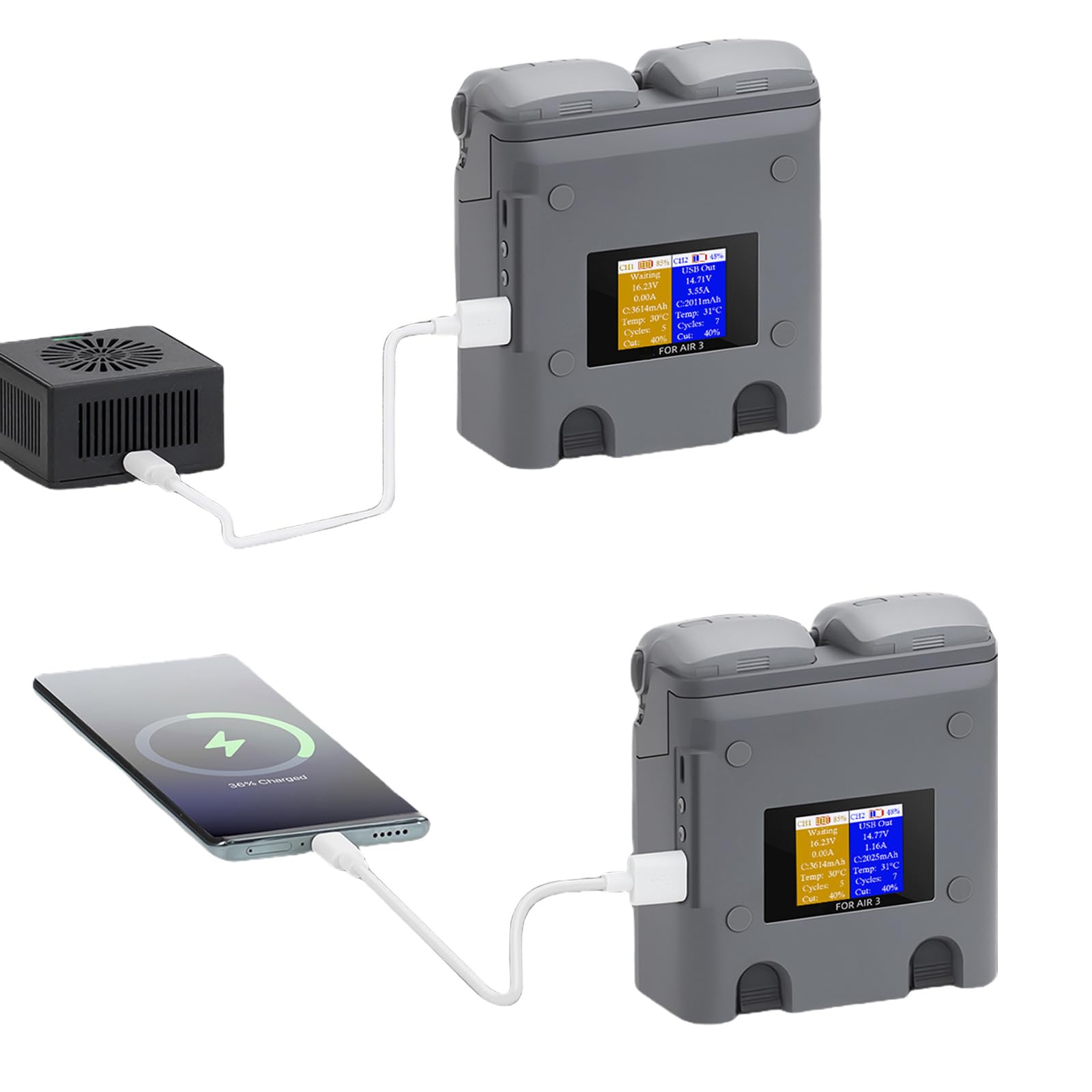 Hub szybkiego ładowania akumulatora do koncentratora ładowania Air 2 Slot 3 zasilanie bateryjne 5V-5A (prawie) USB 5V3A