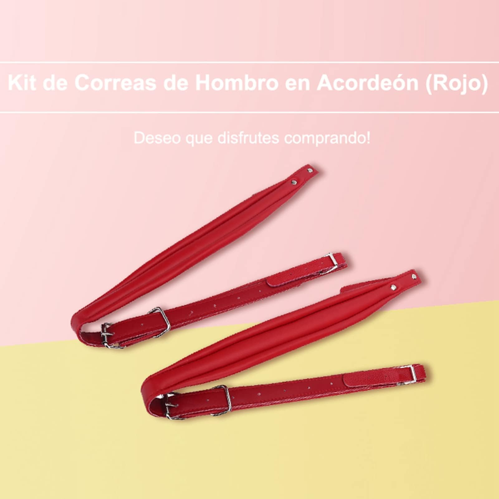 LiebeWH Tracolle per Fisarmonica Tracolle Regolabili per Fisarmonica in Pelle PU Set Cinghie per Fisarmonica Resistenti All'usura Multi Colori Impermeabili (Rosso)