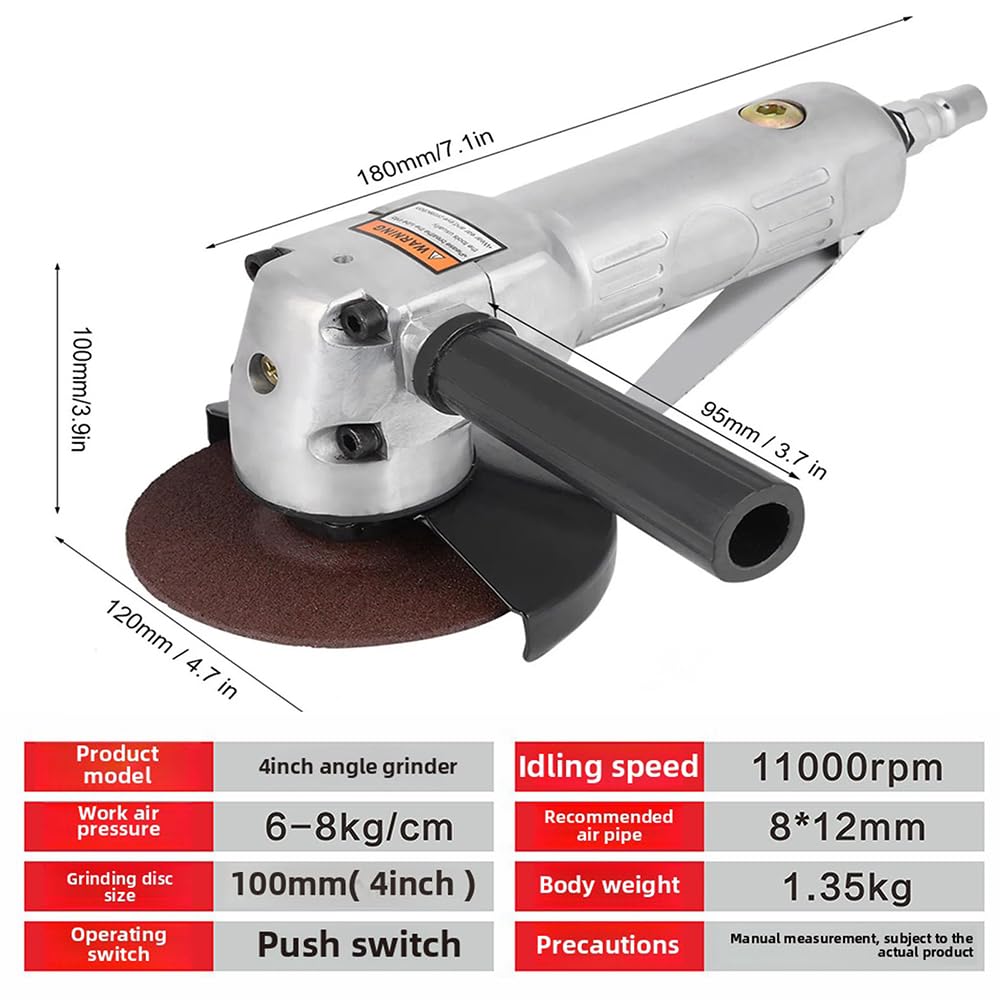 Smerigliatrice Pneumatica Angolare Compressa Professionale, Ad Aria Compressa, 18pcs, 11000rpm con Carta vetrata legata a filo da 5 pollici, per Lucidatura