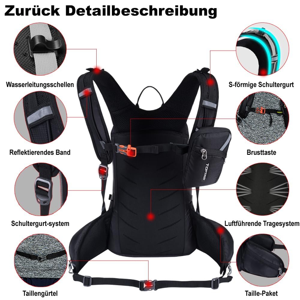 toptrek Mochila de ciclismo impermeable de 20 L, ultraligera para hombre y mujer, con protección contra la lluvia y cubierta para casco, mochilas Mountainike MTB