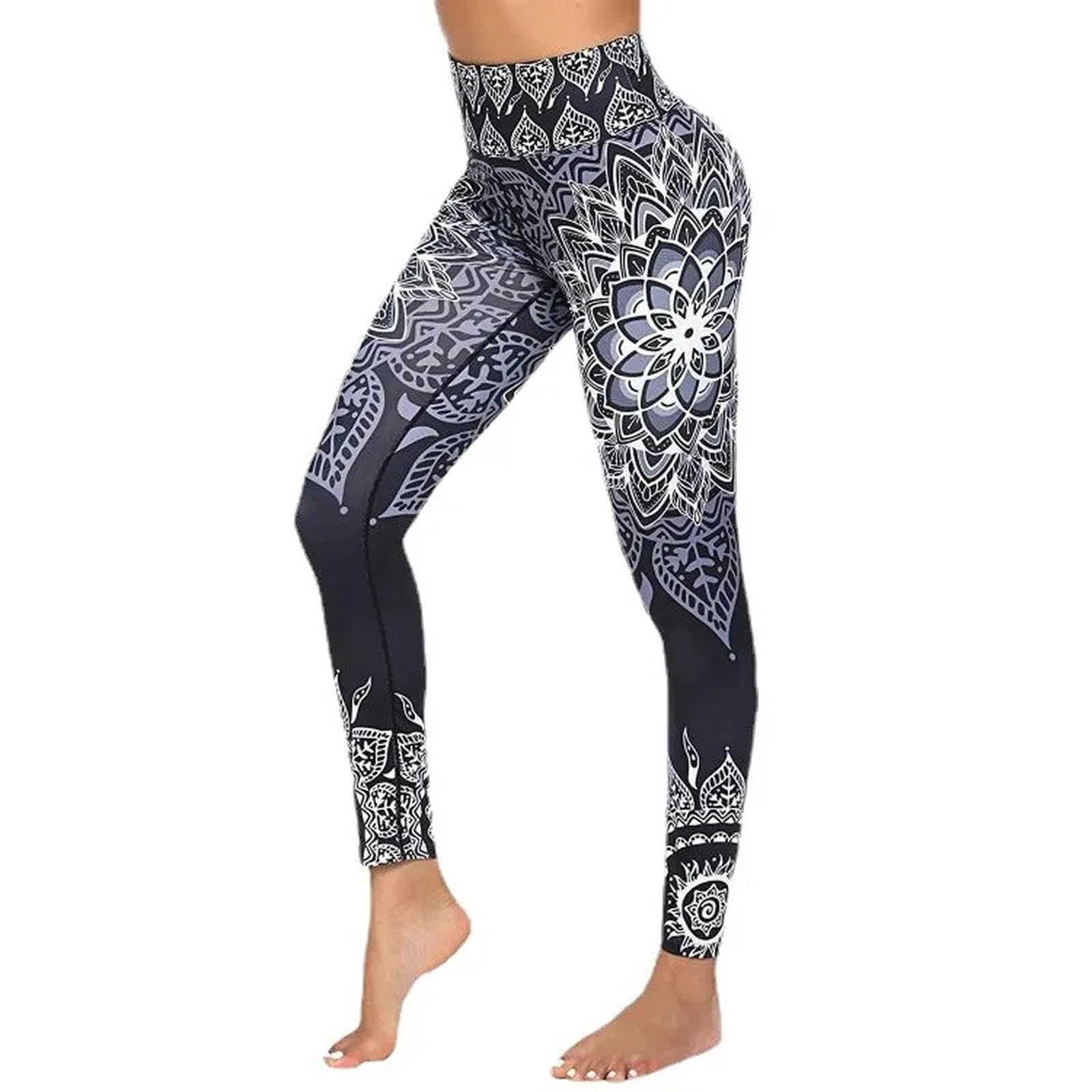 Legginsy dla kobiet Wielka Brytania nowe drukowane wysoka talia wysoka rozciągliwość sporty bieganie fitness wypoczynek spodnie do dołu - ciemnoniebieskie-S