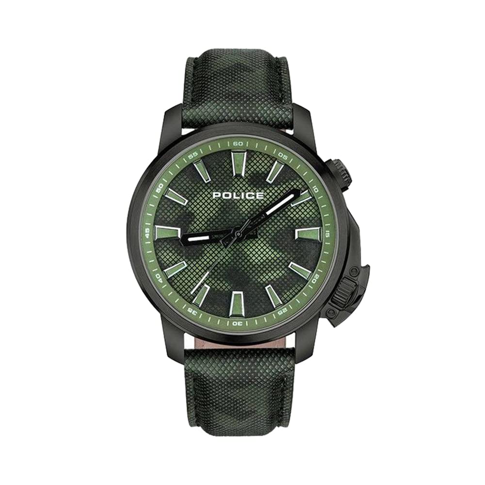POLICE Mens Rock Rebel Green Dial Leather Analog Watch (B09XXVN8C5) Amazon Price History, Amazon Price Tracker