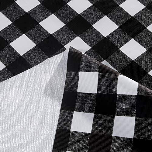 Image of sancua Checkered Vinyl Rectangle Tablecloth 54 x 78 Inch, 100% Waterproof Oil Proof Spill Proof PVC Plaid Table Cloth, Wipe Clean Buffalo Table Cover for Dining Tables Buffet Parties, Black and White