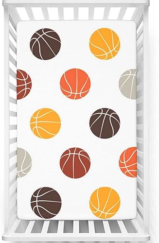 Sábana bajera ajustable con temática de baloncesto sábana bajera estándar para cuna suave y elástica ideal para habitación de niños o niñas o