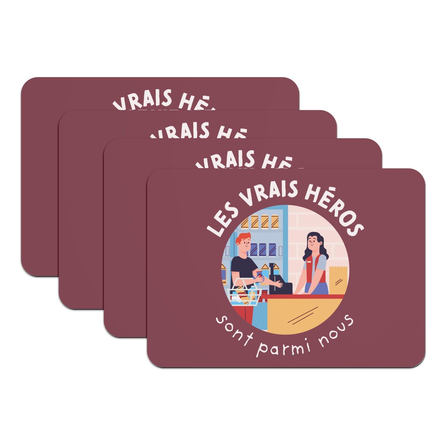 Sets de table en caoutchouc rouge grand format pour éviter les taches