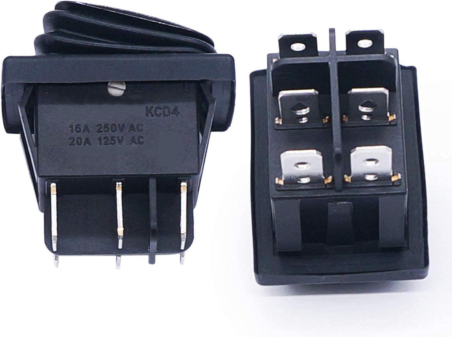 2pcs Waterproof Latching Rocker Switch 6 PIN ON/Off/ON 3 Position Black 250V/16A 125V/20A Switchs