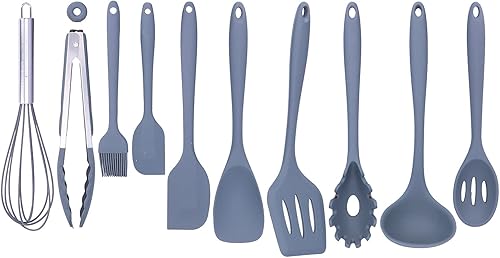 Utensilios de cocina, juego de 10 piezas de utensilios de cocina de silicona utensilios de cocina antiadherente espátula cuchara batidor de huevos