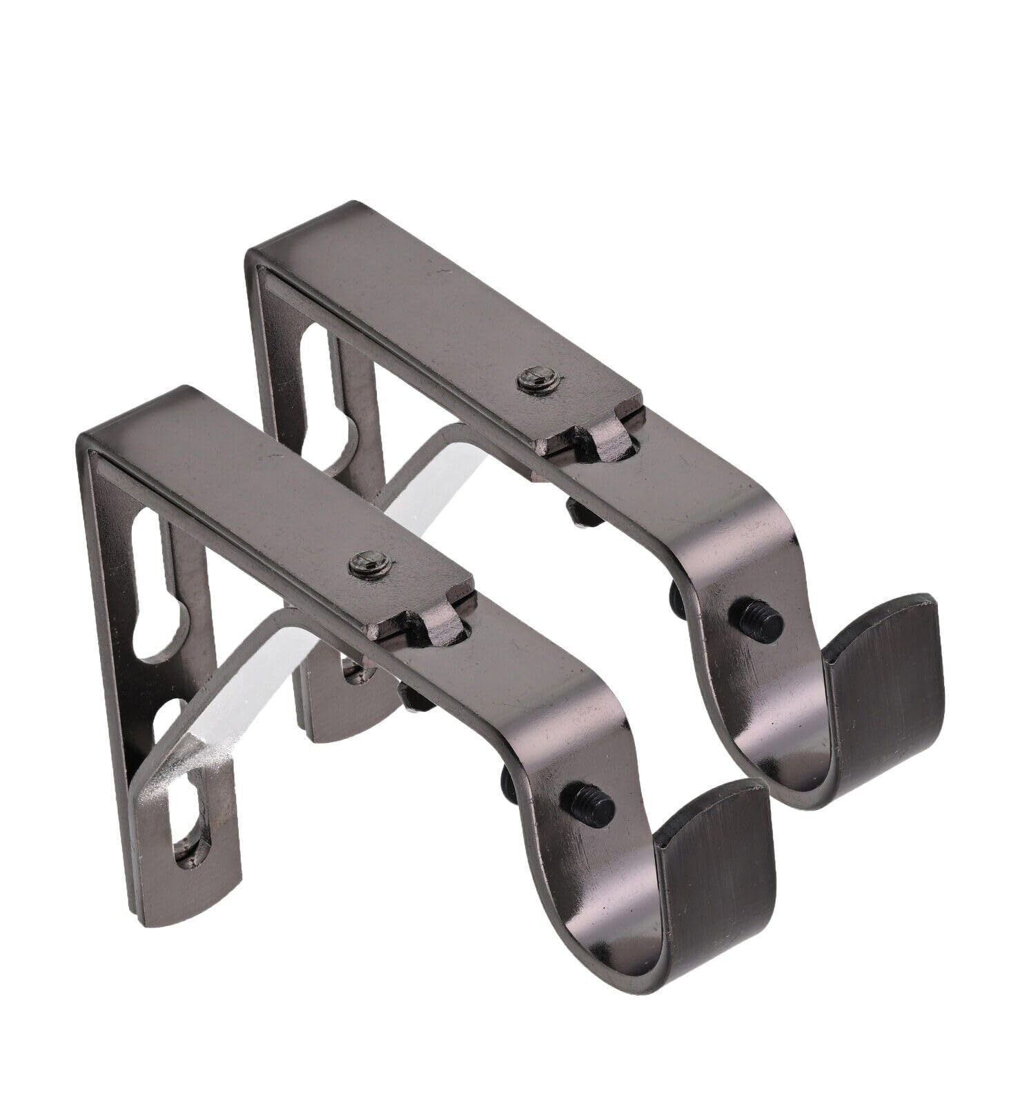 Lister Cartwright Black Nickel(Extendable Bracket) 19Mm Curtain Pole Brackets With Adjustable Screws Metal Finish (Pack Of 2)