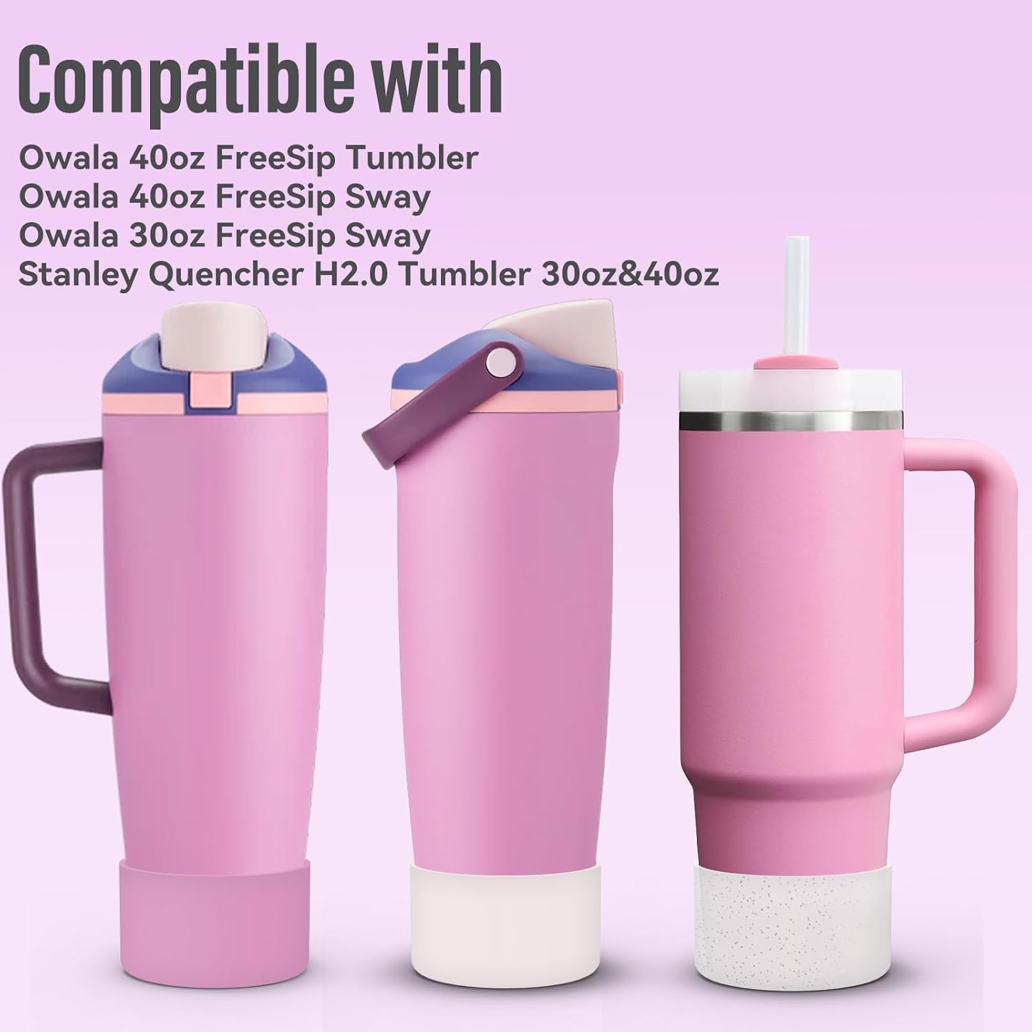 2 Pcs Silicone Boot for Owala 40oz & 30oz FreeSip Sway Tumblers, Protective Bottom Bumper Anti-Slip Sleeve Accessories for FreeSip Sway Water Bottles, Dishwasher Safe and BPA Free - Image 2