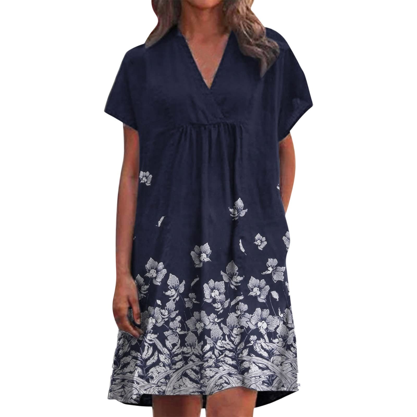 Bringbring_sweatshirt2022 Short Dress V Neck Loose Sleeve Sleeveless Printed Mid-Length Dress Casual Short Sleeve Dresses Summer Beach Dress Female Sexy Chic Leopard Beach Dress Bohemian Elegant