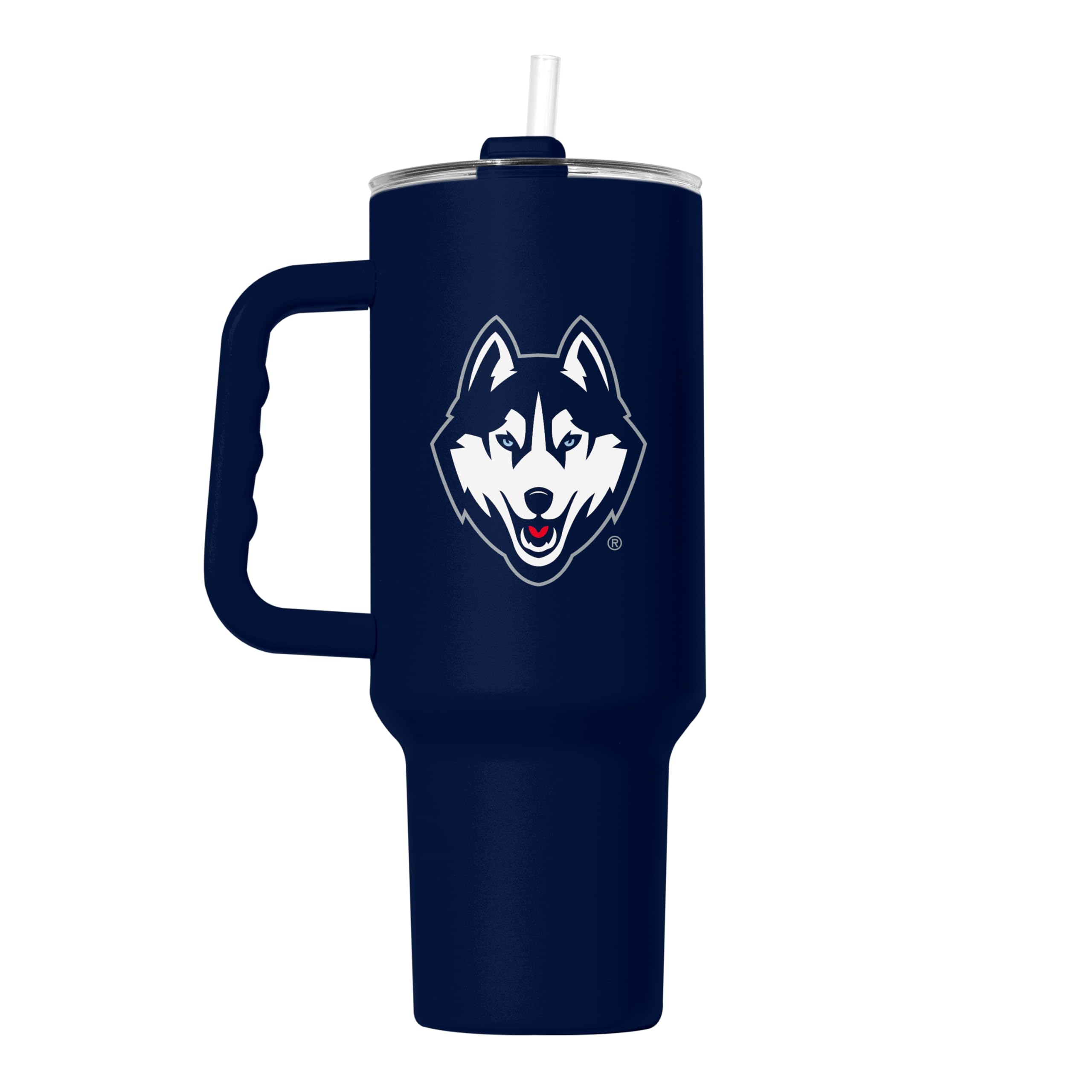 Logo Brands NCAA 40 oz Tumbler with Handle -Stainless Steel Insulated Travel Tumbler with Straw Lid – Powder Coated, Leak-Resistant, Keeps Drinks Hot/Cold – Great for Tailgating, or Everyday Use