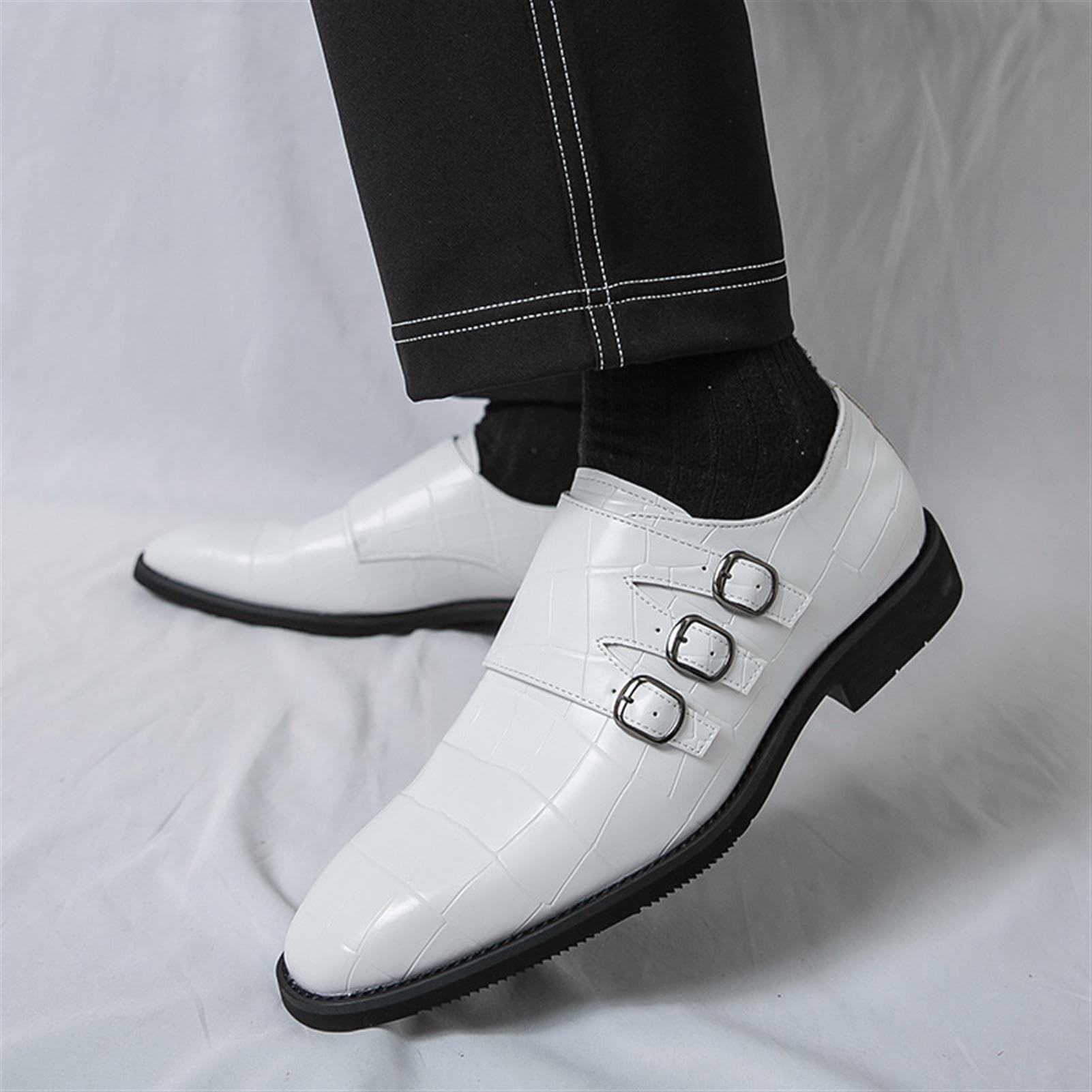 Zapatos de Vestir Hombre Hebilla Monje Piel Estampado Cocodrilo Triple Hebilla Mocasines Formales Boda Oficina Negocios