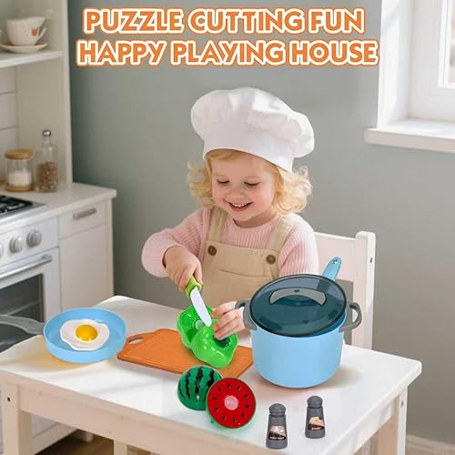 Miniatura 53 de Juego de cocina de 150 piezas, accesorios de cocina para niños pequeños, alimentos, manta de picnic, frutas, verduras, paquete de 2 cestas de Azul