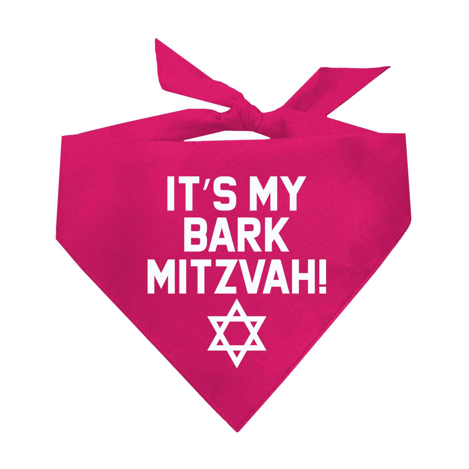 It's My Bark Mitzvah! Jewish Star Triangle Dog Bandana (Pink OS 162)