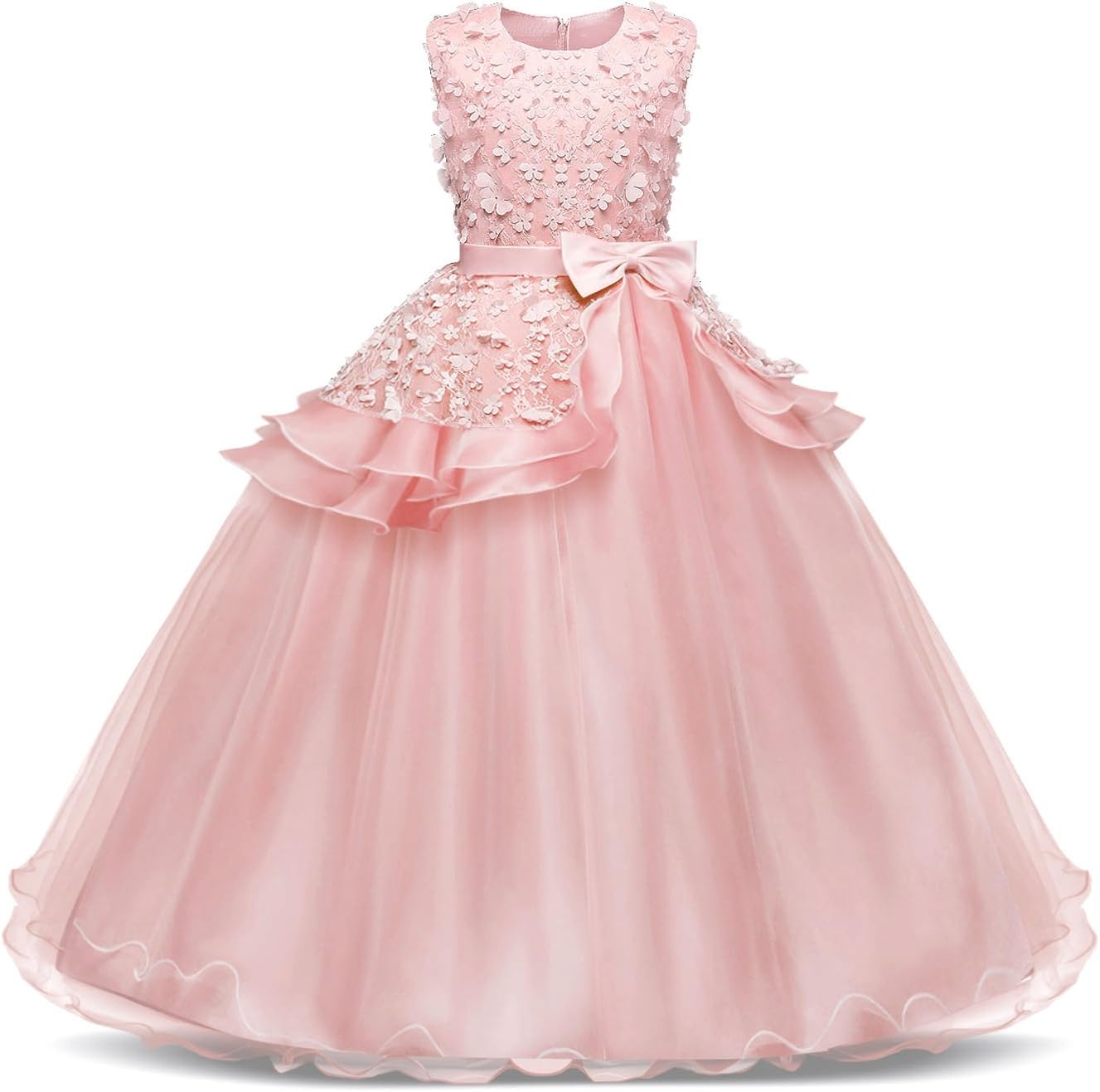 Jurebecia Girls Formal Dress for Wedding Party Birthday Prom Ball Gown Pink Size 12