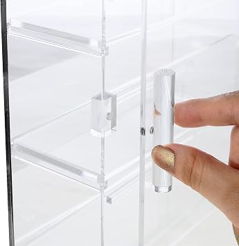 Ikee Design Mirror Back Acrylic Wall Mount Display Case with 4 Shelves for Figures and More Acrylic Case Home Decor Store Display Display Display 10.87W x 2.87D x 14H