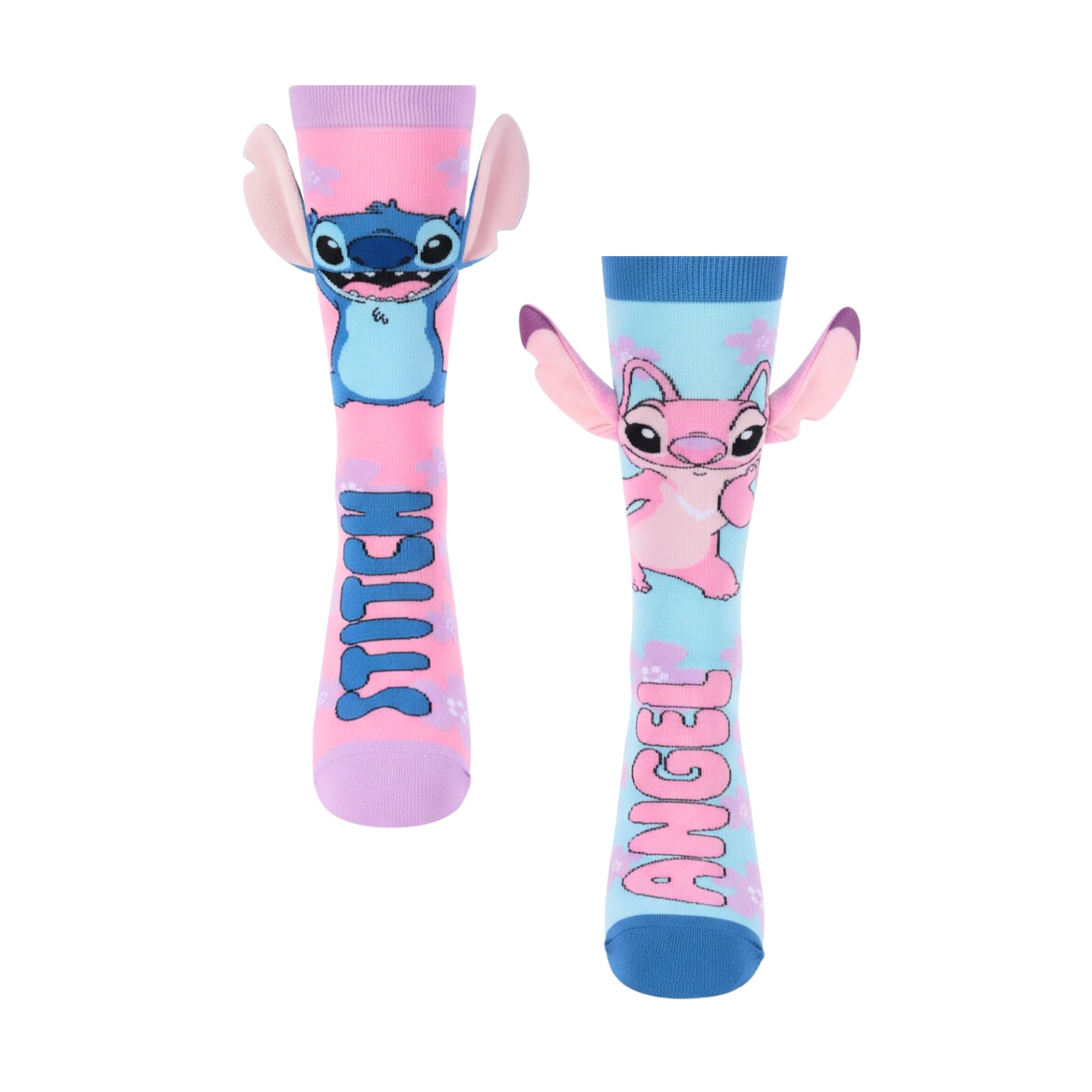 Disney Stitch Chaussettes Hautes pour Fille, Motif Stitch et Angel 3D Chaussettes en Coton, Cadeau pour Filles et Adolescentes, Taille Unique