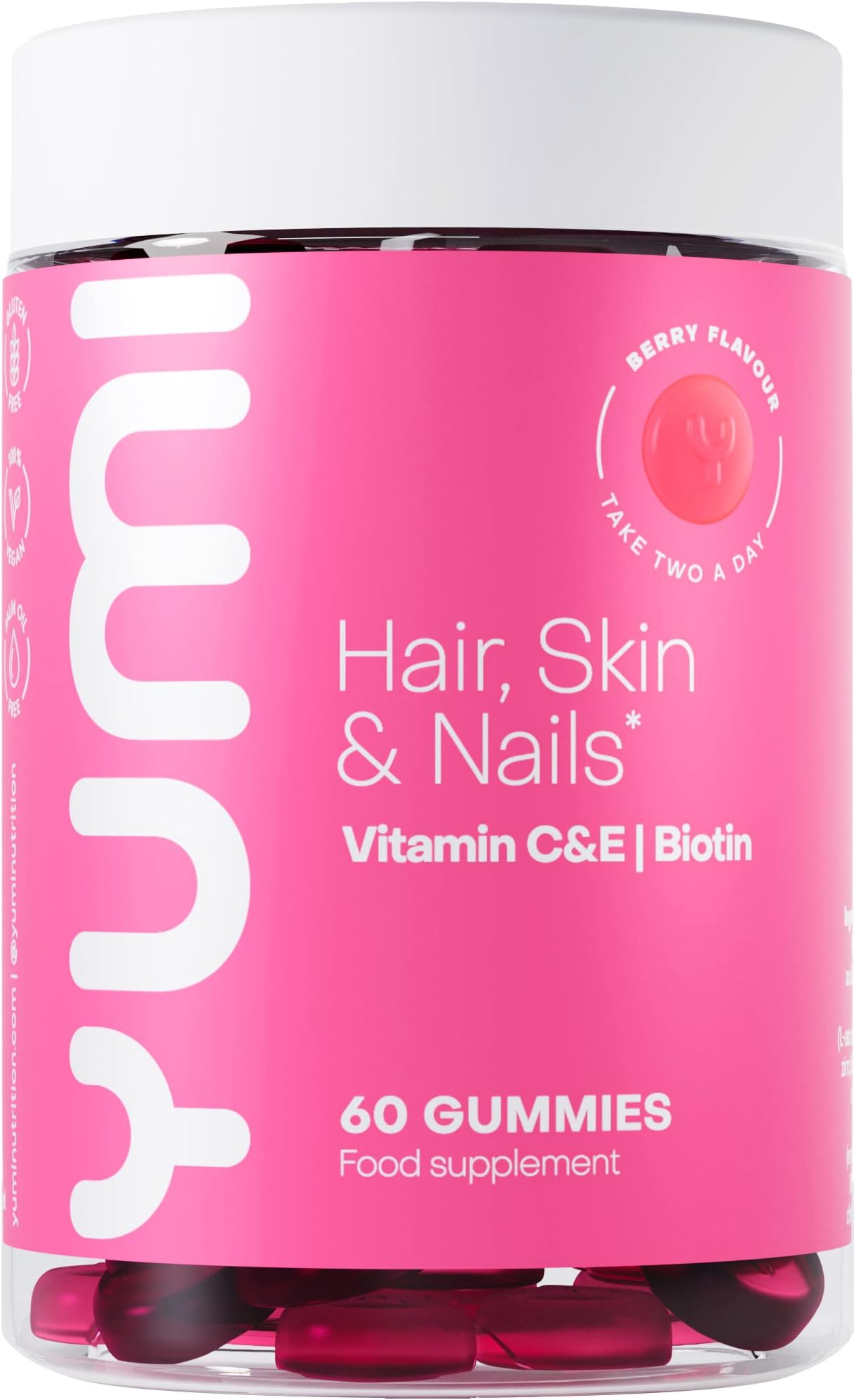 Hair Gummies for Hair Skin and Nails | Hair Growth Vitamins | 5000µg Biotin with Zinc, Vitamin A,D,E,C,B6 | 60 Vegan Gummies (Mixed Berry Flavour)