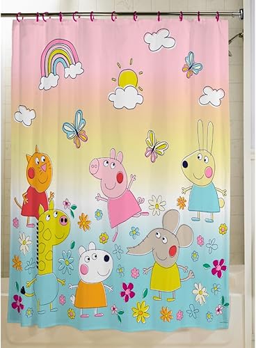 Miniatura 5 de Franco Peppa Pig - Juego de cortina de ducha y anillos de 13 piezas, (producto 100% oficial)