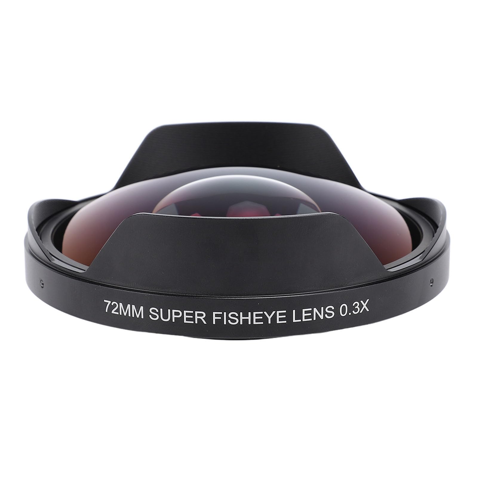 72MM 0.3X HD Wide Angle Fisheye Lens, Fisheye Security Camera Lens with Hood, 180° Aluminum Alloy Angle Lens for Camcorder
