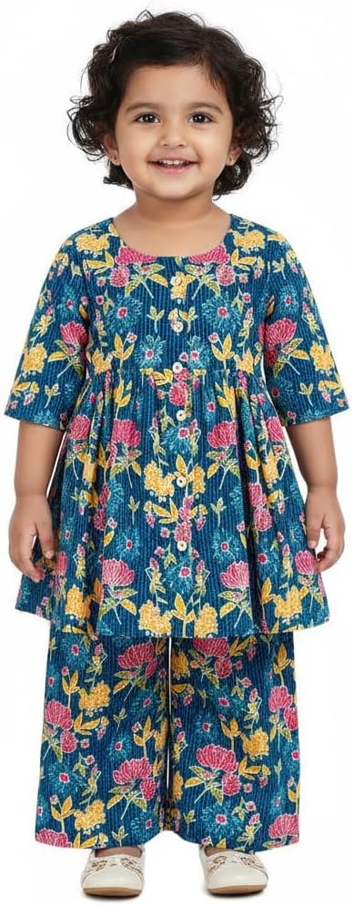 Chandrakala Kids Kurti Pant Co-ord Set for Girls Ethnic Wear (KG119-P)