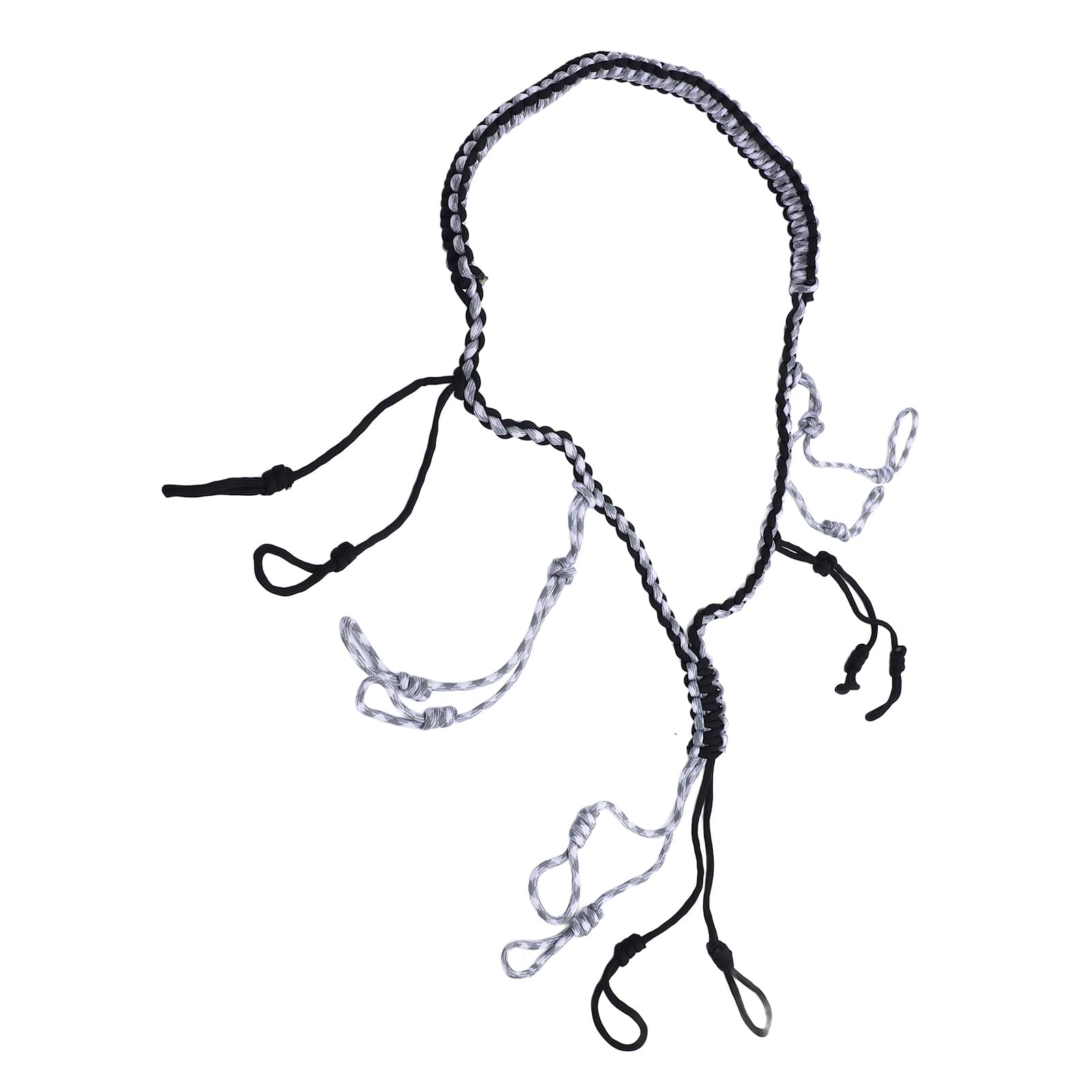 Cordino per richiamo per anatre, portatile, in paracord intrecciato di nylon con anelli per attività all'aperto. (Nera)