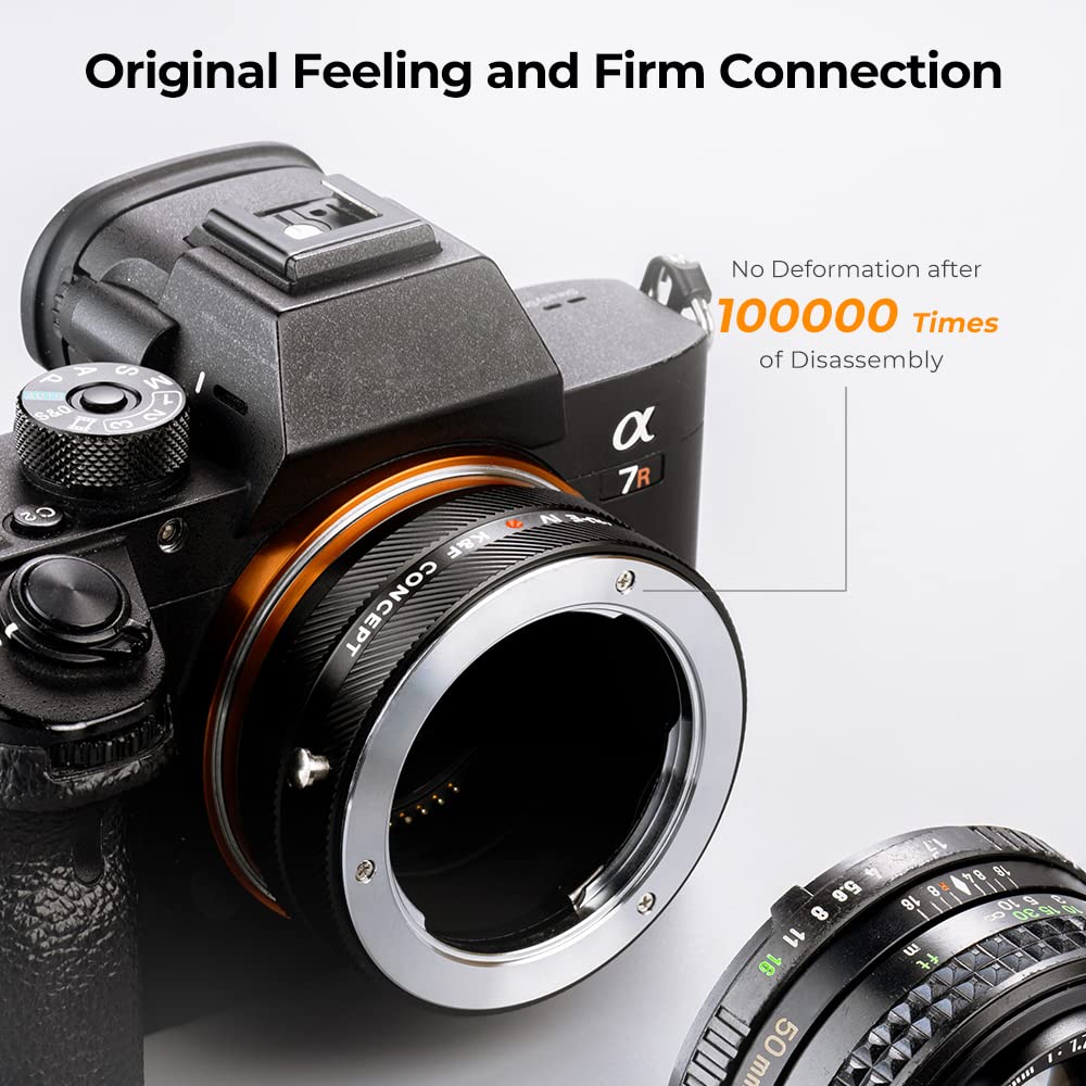 K&F CONCEPT Objektivadapter MD-NEX IV Manueller Fokus Kompatibel mit Minolta Rokkor (SR/MD/MC) Objektiv und Sony E Mount Kameragehäuse.