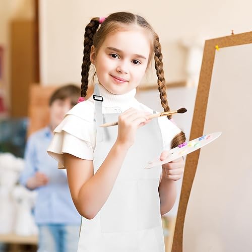 Miniatura 5 de Morcheiong Paquete de 81224 delantales ajustables para niños a granel con 2 bolsillos delantales de pintura para hornear paiting