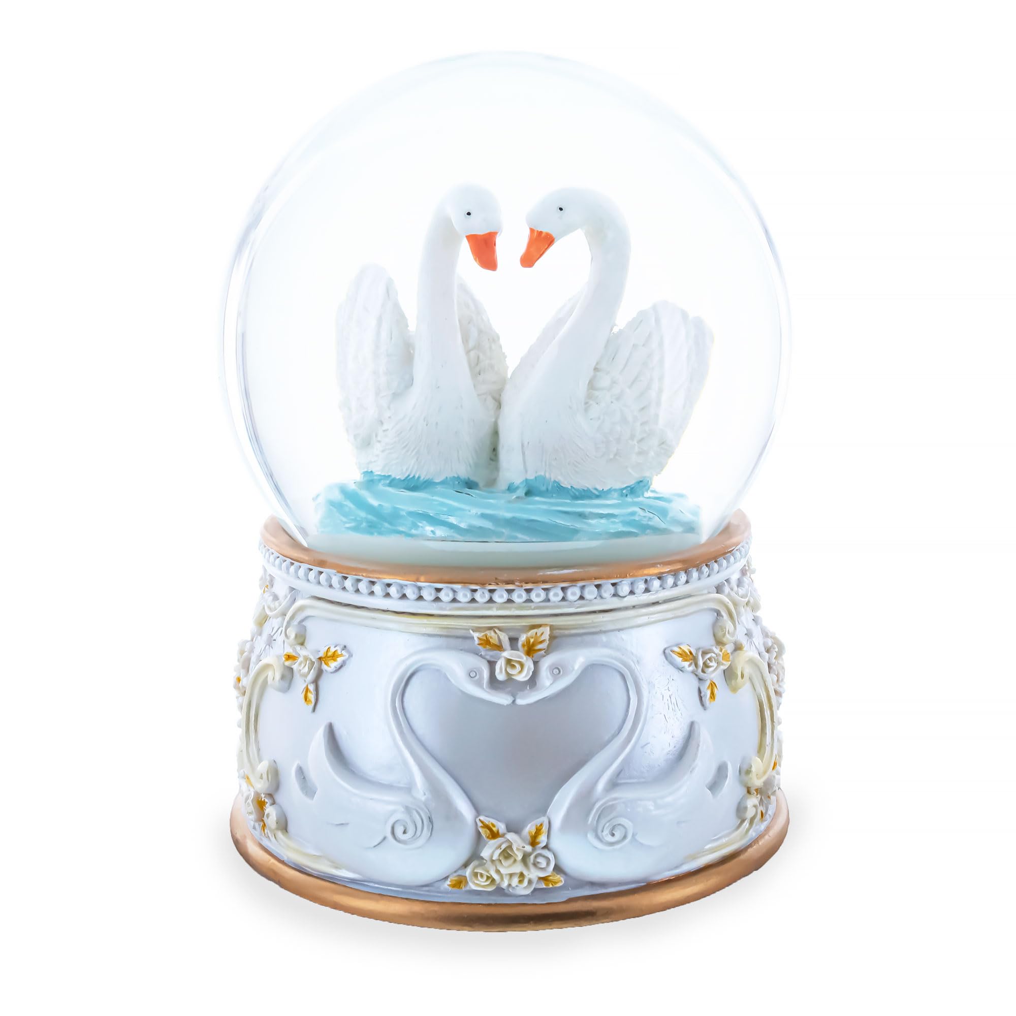 Cisnes Encantados en Movimiento: Globo de Nieve Musical de Agua Giratorio