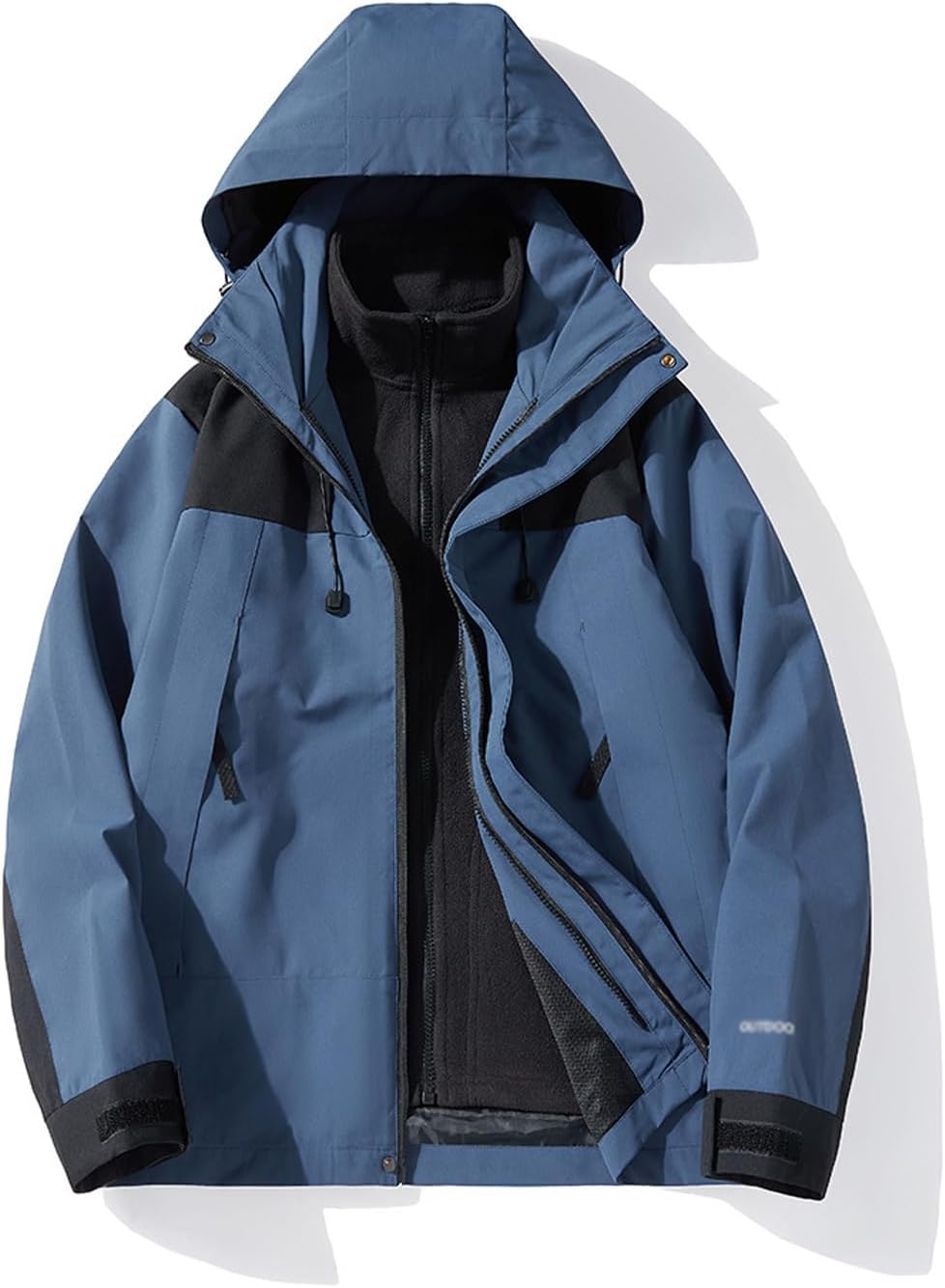 ZGZZ7 Men's Winter Outdoor 3 in 1 Warm Detachable Snowboard Coats Athletic Thermal Hooded Skiing Jackets