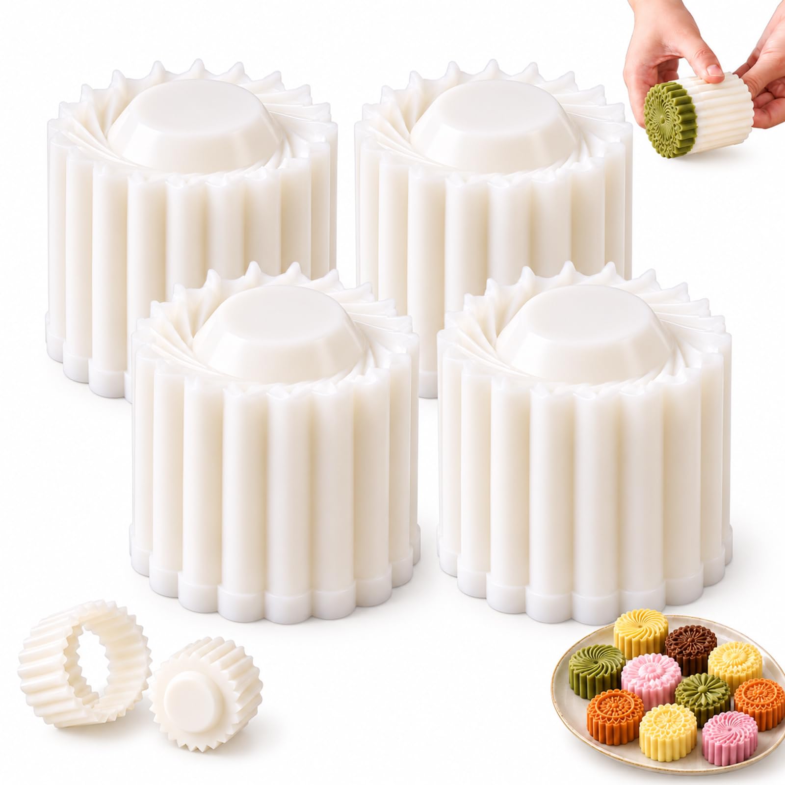2PC Creative Double-Ended Pastry & Mooncake Mold-Moon Cake Baking Mould，4P