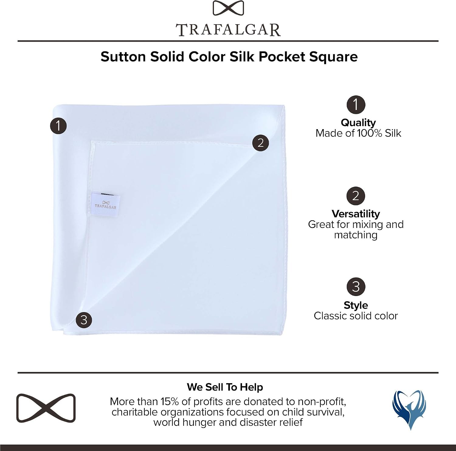 Trafalgar Sutton Solid Color Silk Pocket Square