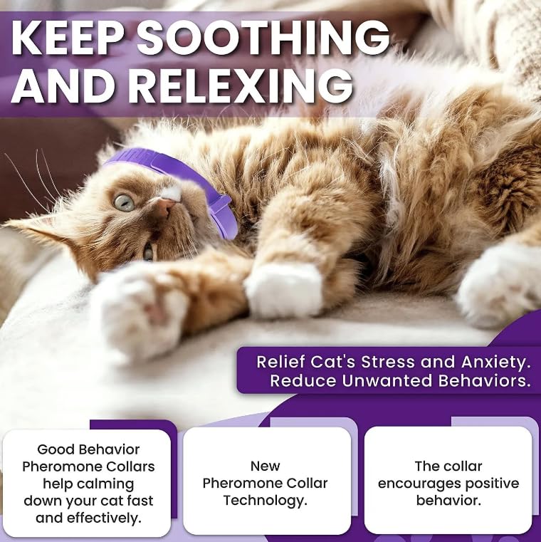 Calming Collar for Cats, Long-Lasting Pheromone Collar Helps for 60 Days, Designed to Reduce Stress and Anxiety, Helps Cats and Kittens Calm, Loud Noises, and Separation, 2 Count - image 3