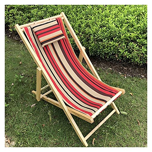 Chaise longue pliante en bois rouge avec toile inclinable réglable