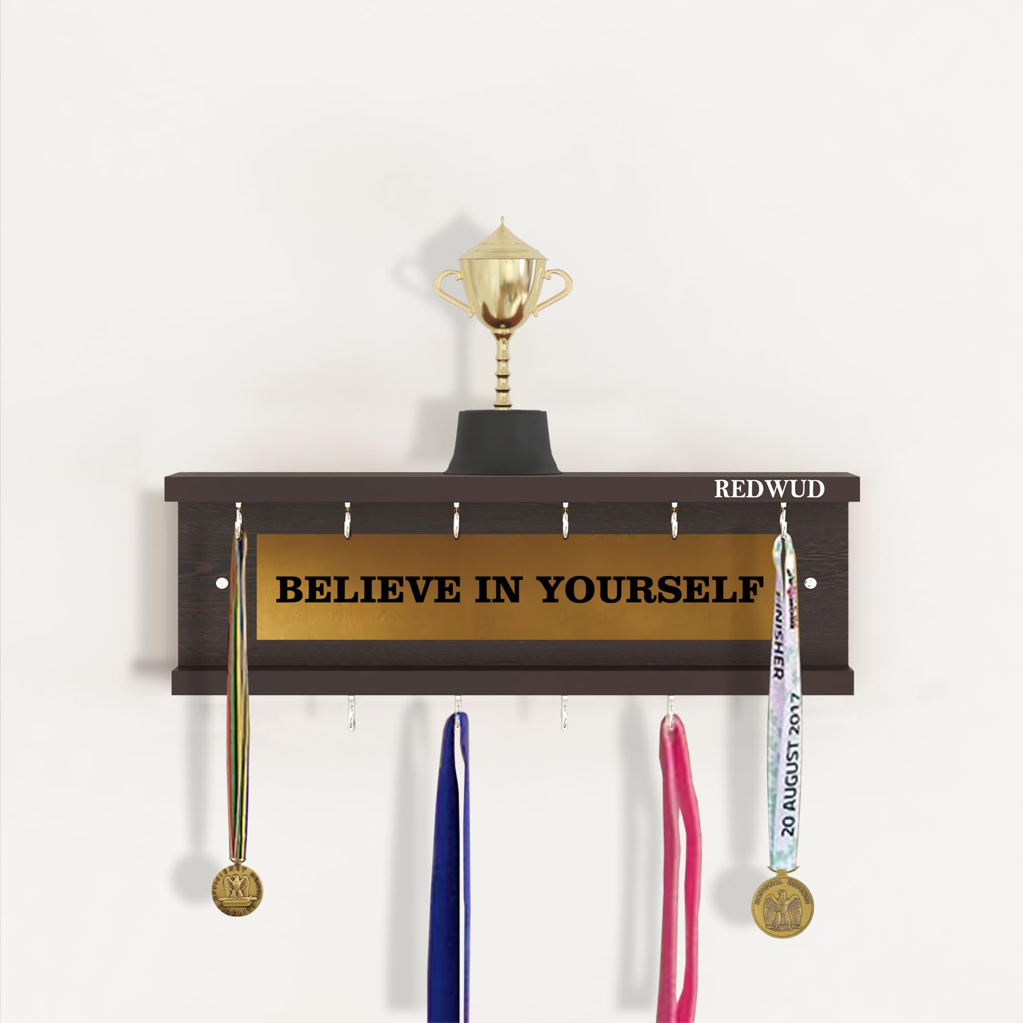 Redwud Believe Medal and Trophy Hanger Shelf for Home Wall Decoration Wall Mount Medal Frame Holder - 12 Hooks (Wenge, D.I.Y) (B0CTFBGJQX) Amazon Price History, Amazon Price Tracker