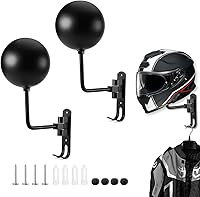 Vista 8 de Motorcycle Helmet Holder (2 Pack) Wall Mount, Helmet Hanger 180° Rotation Helmet Rack with Double Hook for Football Helmet, Bicycle Helmet, Hat
